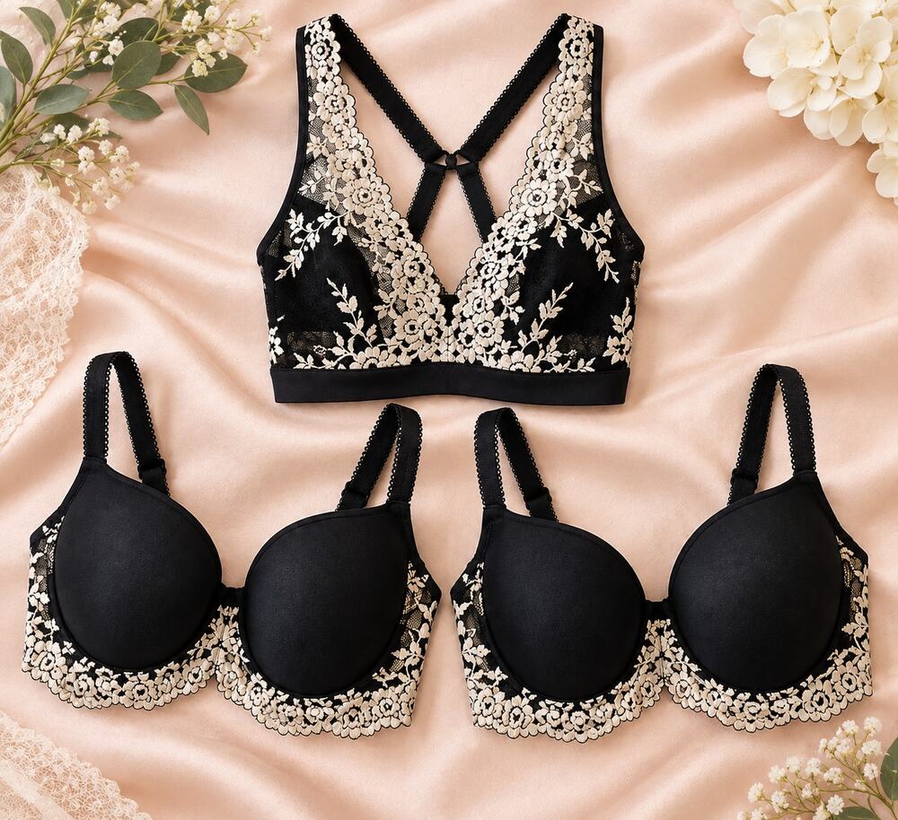 Wacoal Embrace Lace 3 Bra Bundle 32C 34 T-Shirt Wire Free Bralette NWT